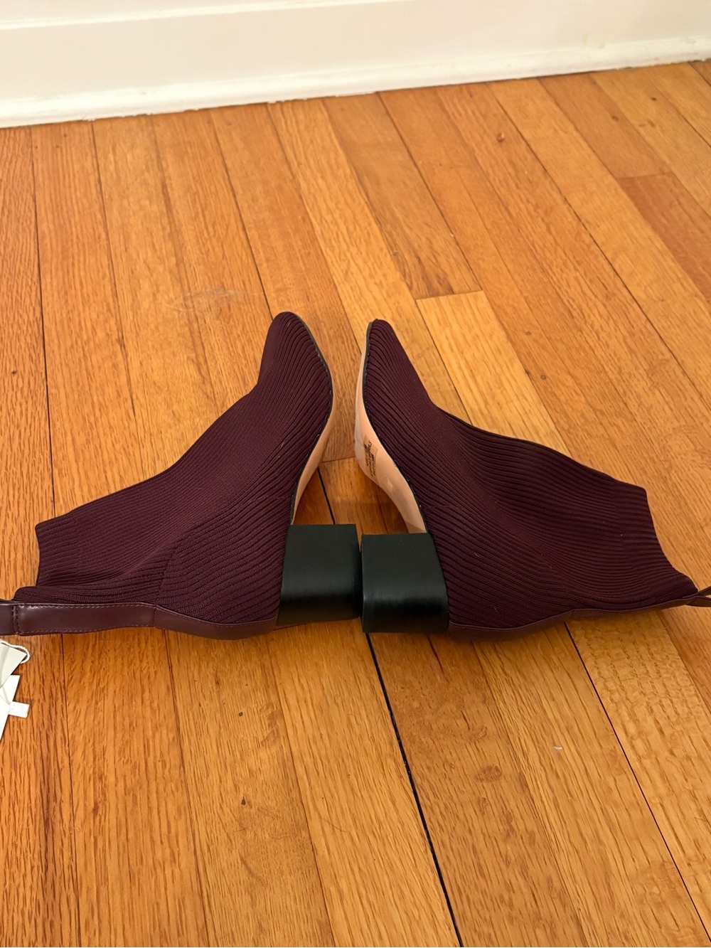 Joie Women's Slip-On Stretch Knit Ankle Booties in Burgundy - Picture 3 of 5
